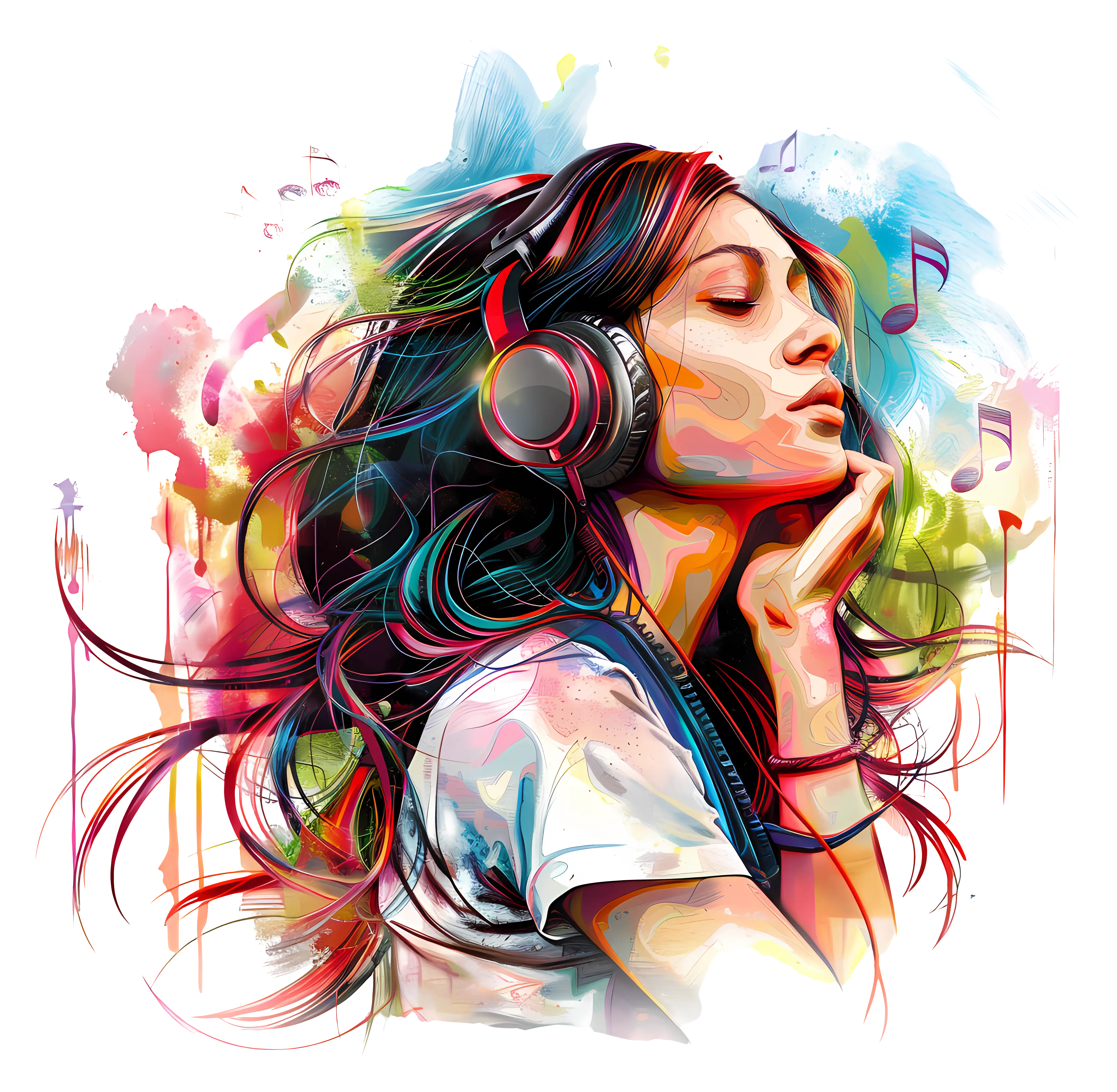 Colorful Music Art with Headphones