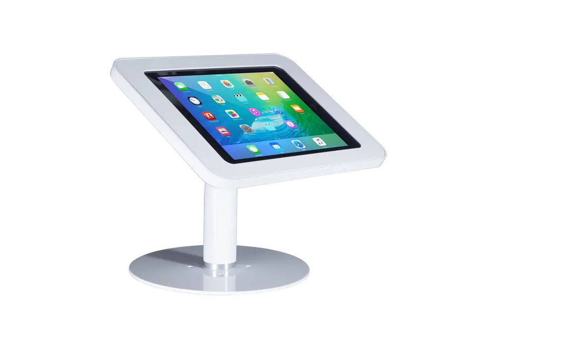 White Digital Kiosk Stand with Touchscreen