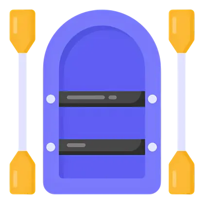 Blue Boat with Oars