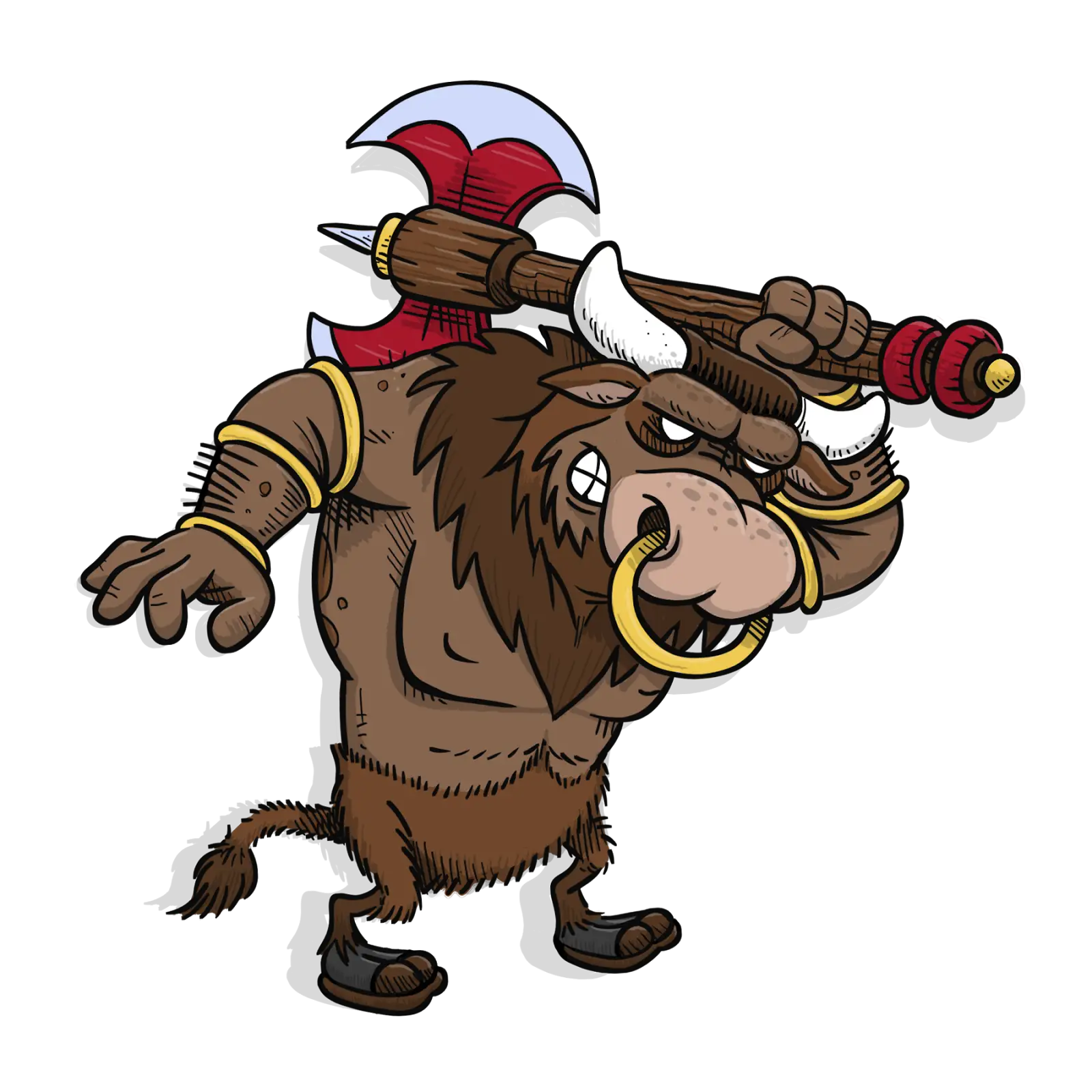 Cartoon Minotaur with Axe