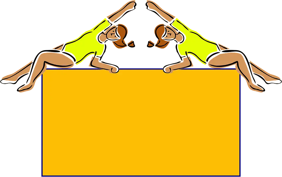 Gymnasts Stretching with Yellow Frame Background