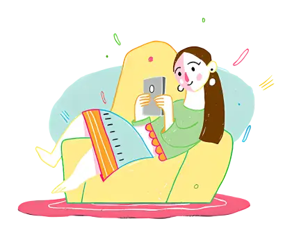 Relaxed Woman with Tablet Illustration