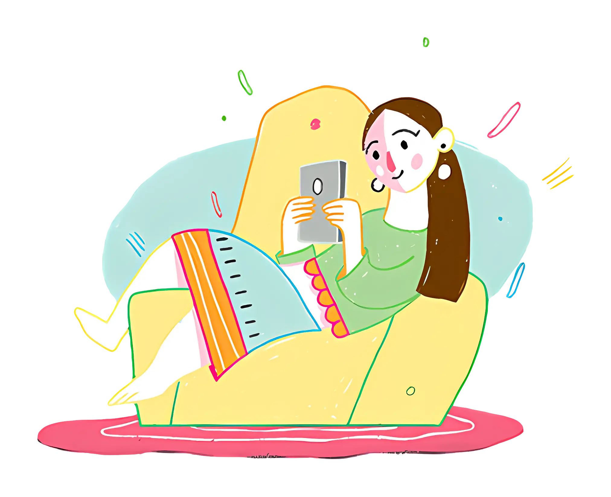 Relaxed Woman with Tablet Illustration