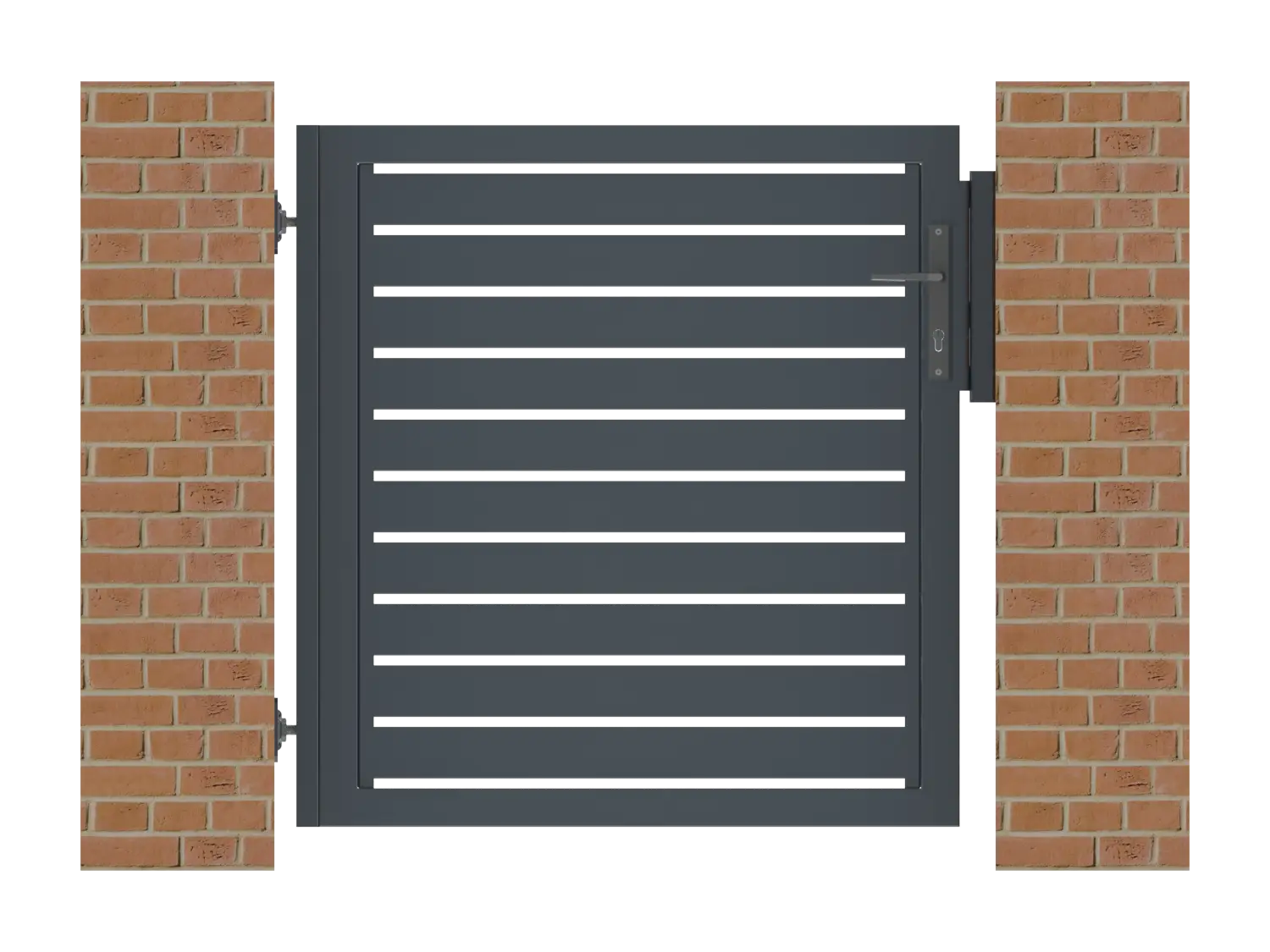 Metal Gate with Brick Pillars