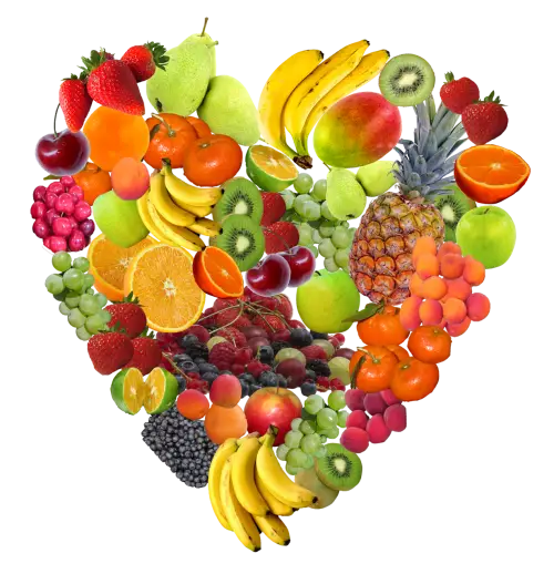 Heart-Shaped Illustration of Assorted Fresh Fruits