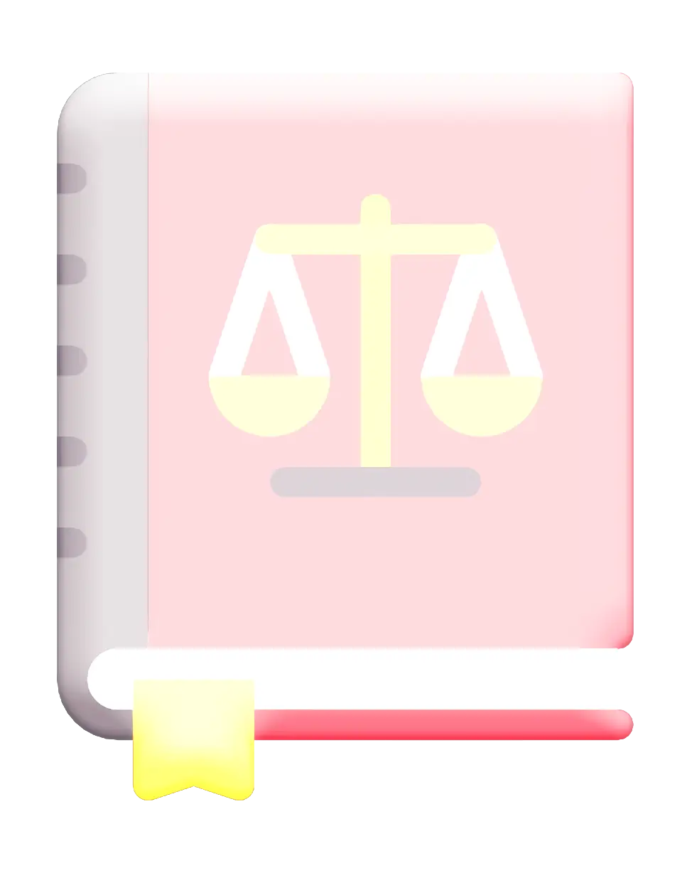 Pink Law Book with Scales Symbol