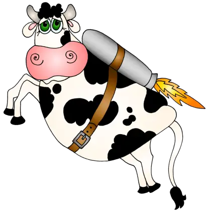 Cartoon Cow with Rocket