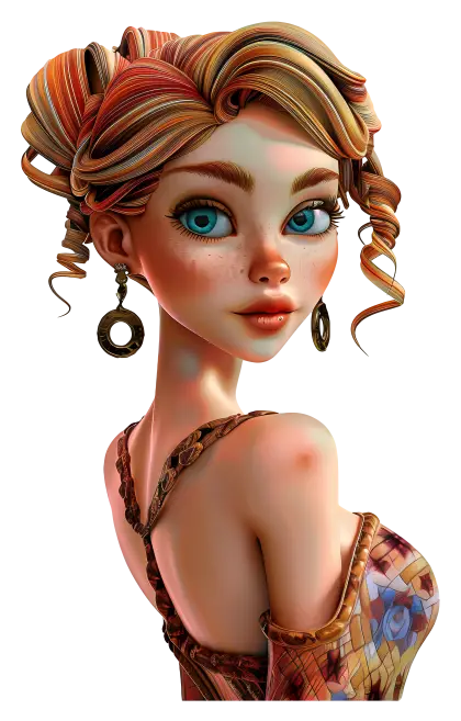 Stylish Animated Girl with Earrings