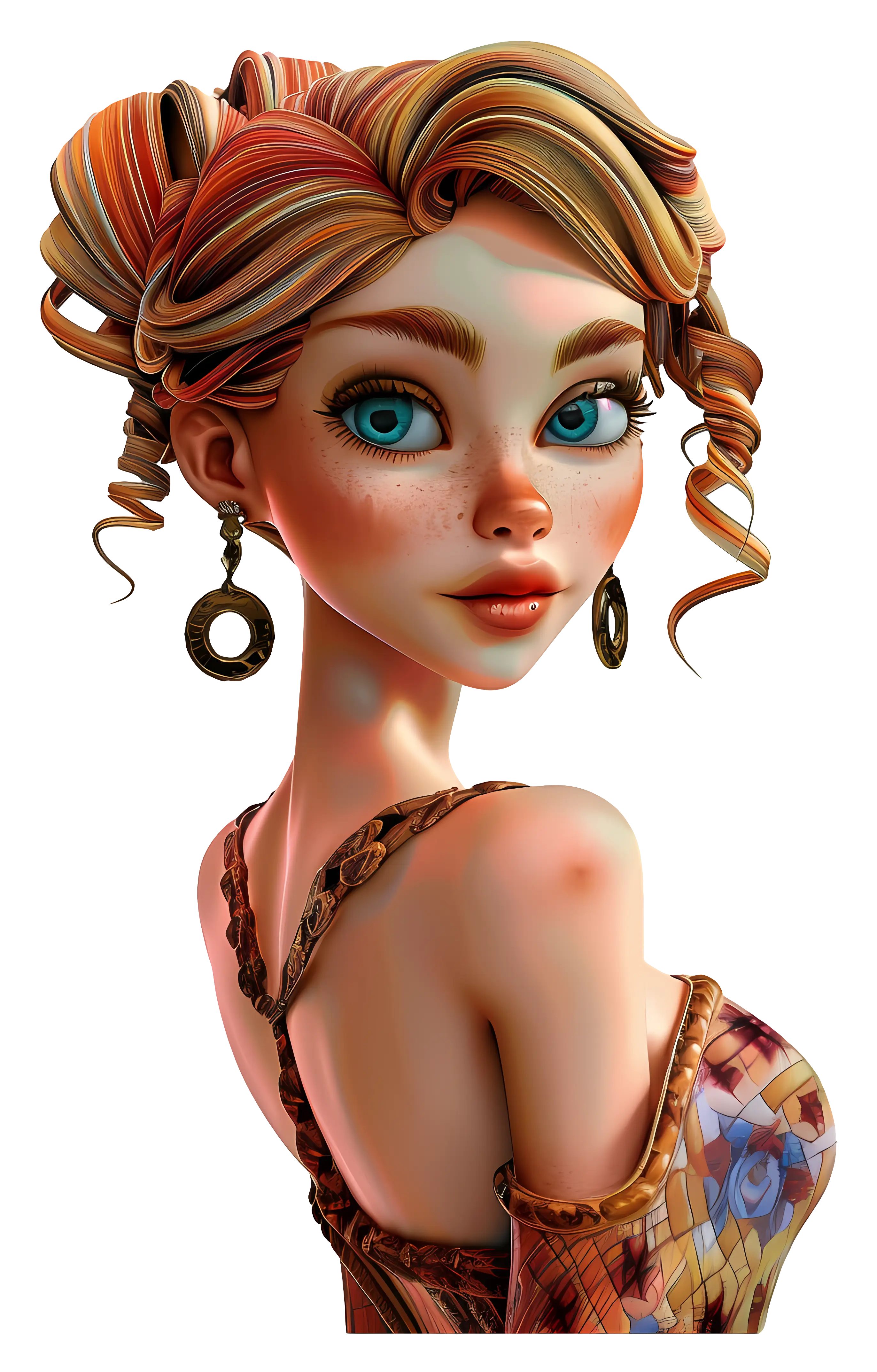 Stylish Animated Girl with Earrings