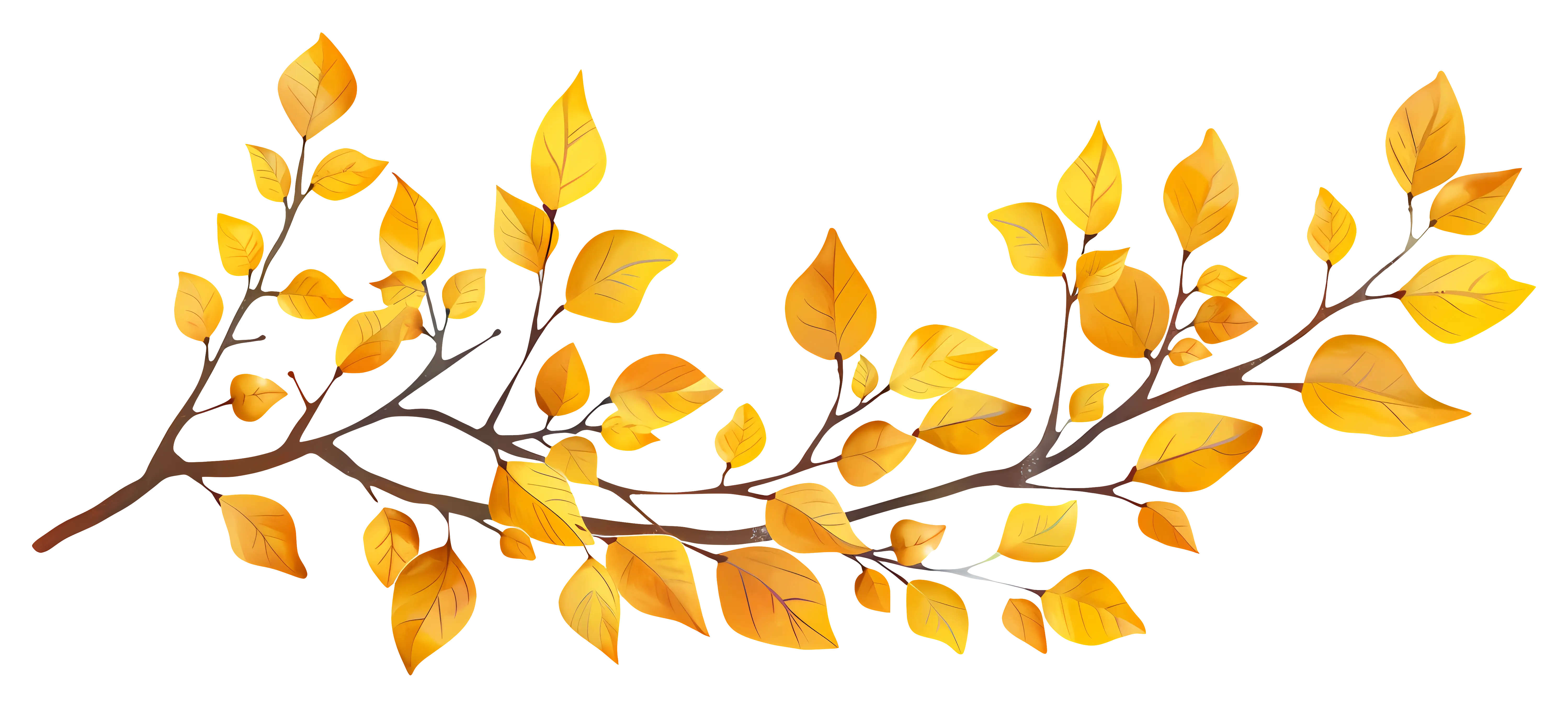 Autumn Branch with Yellow Leaves
