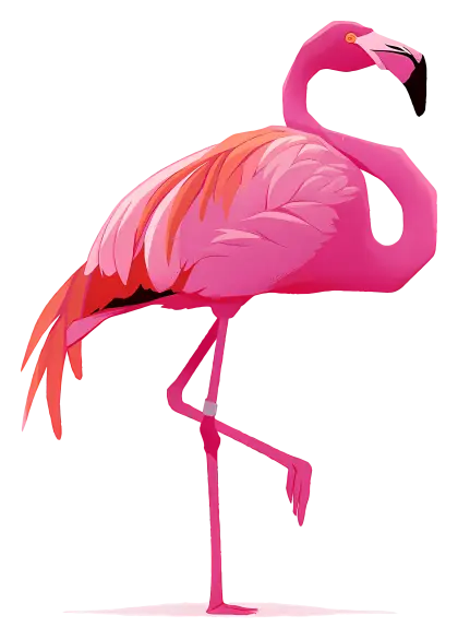 Graceful Pink Flamingo Standing