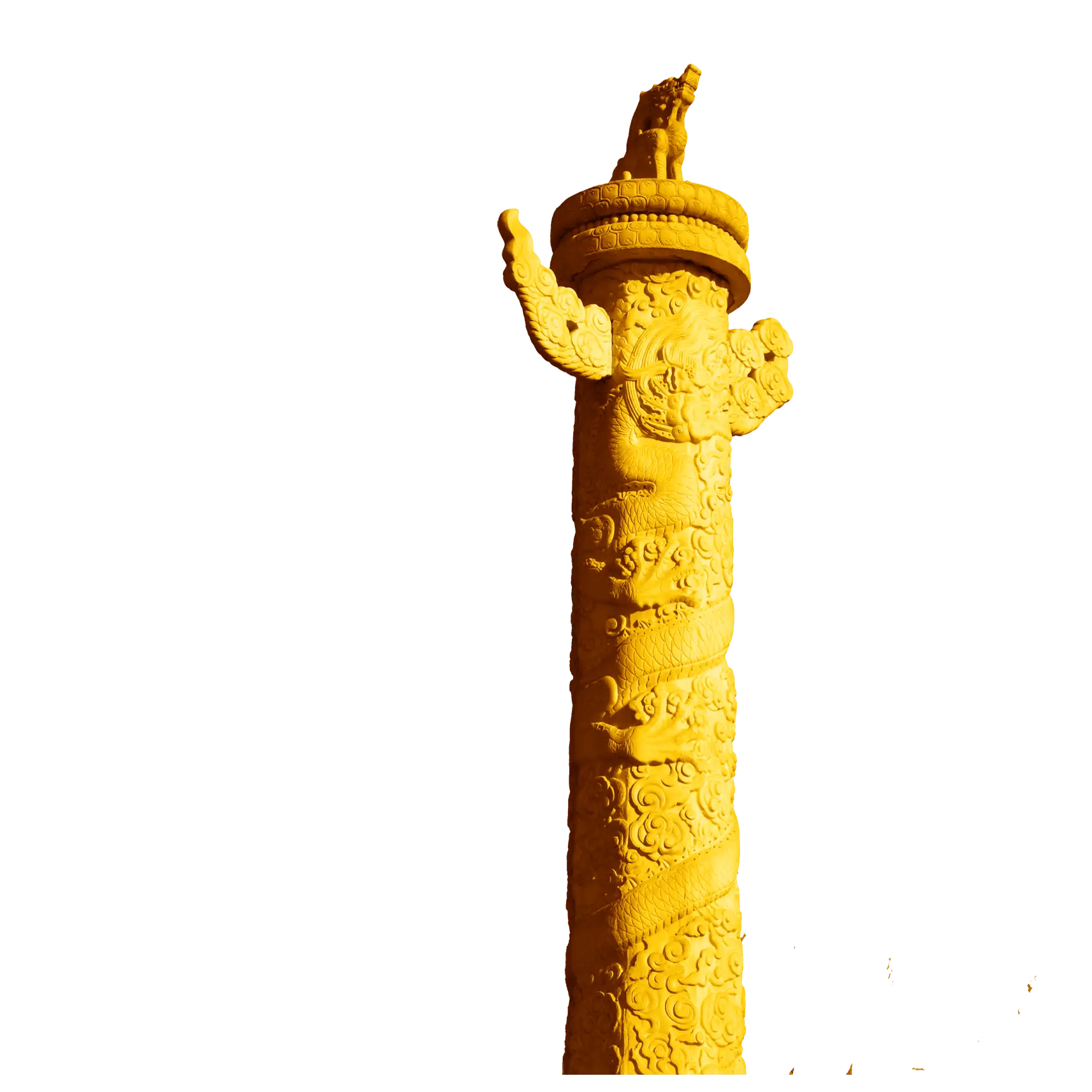 Yellow Ornate Column with Decorative Patterns