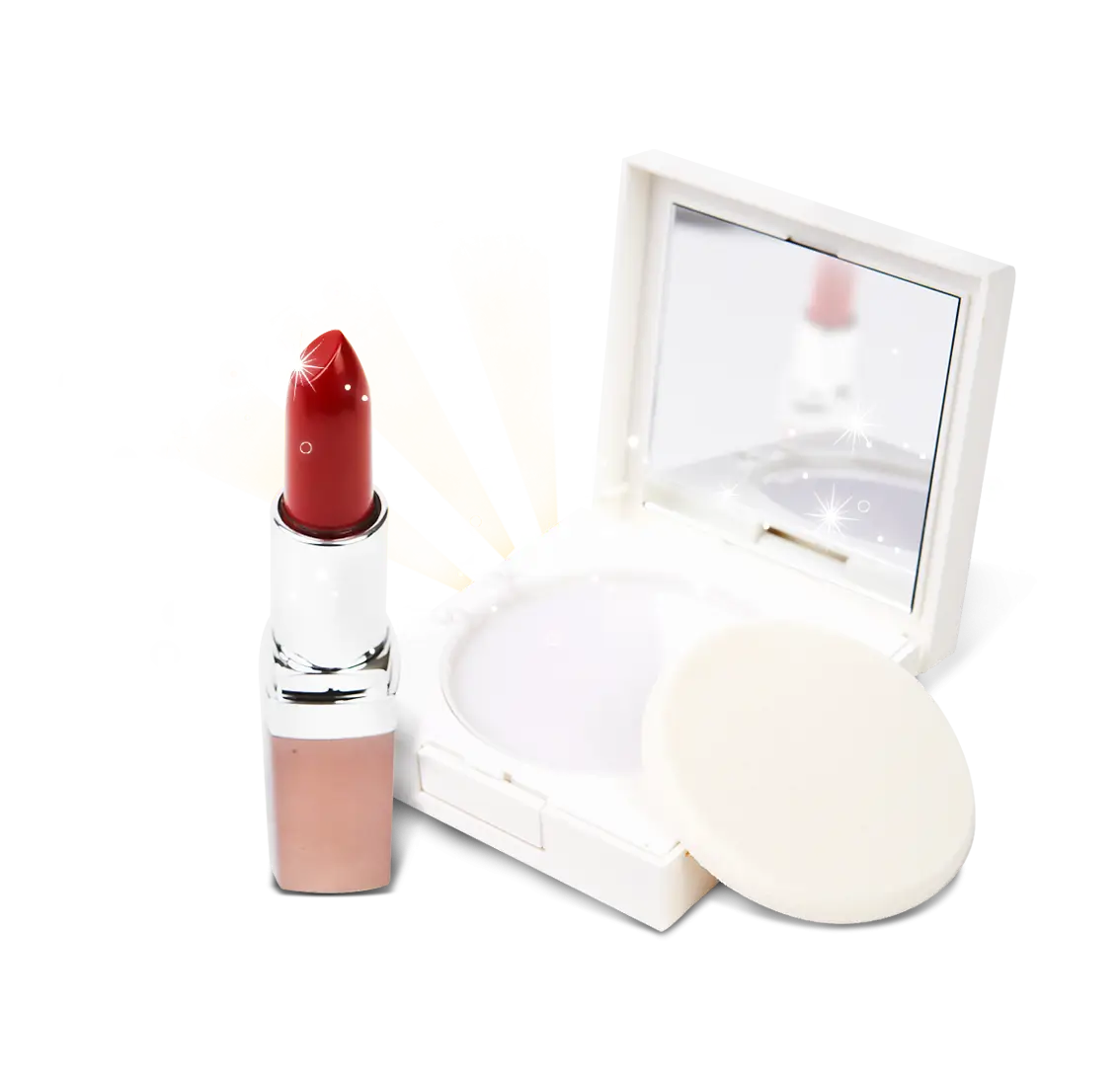 Red Lipstick and Compact Powder