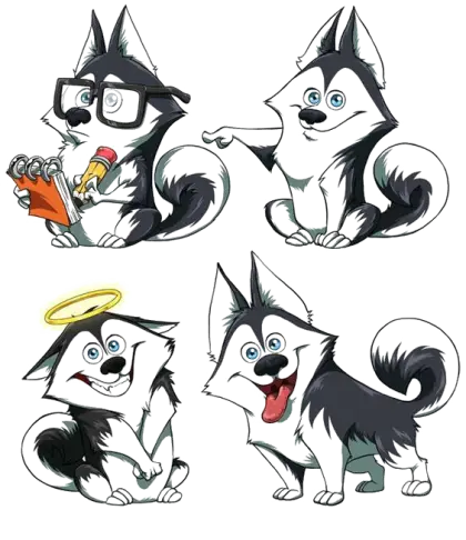 Cartoon Dogs with Various Expressions