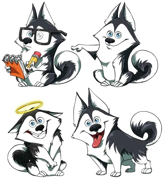 Cartoon Dogs with Various Expressions