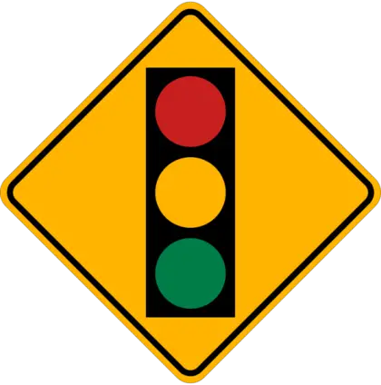 Traffic Light Warning Sign for Drivers