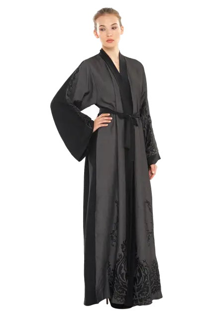 Elegant Black Embroidered Abaya Dress