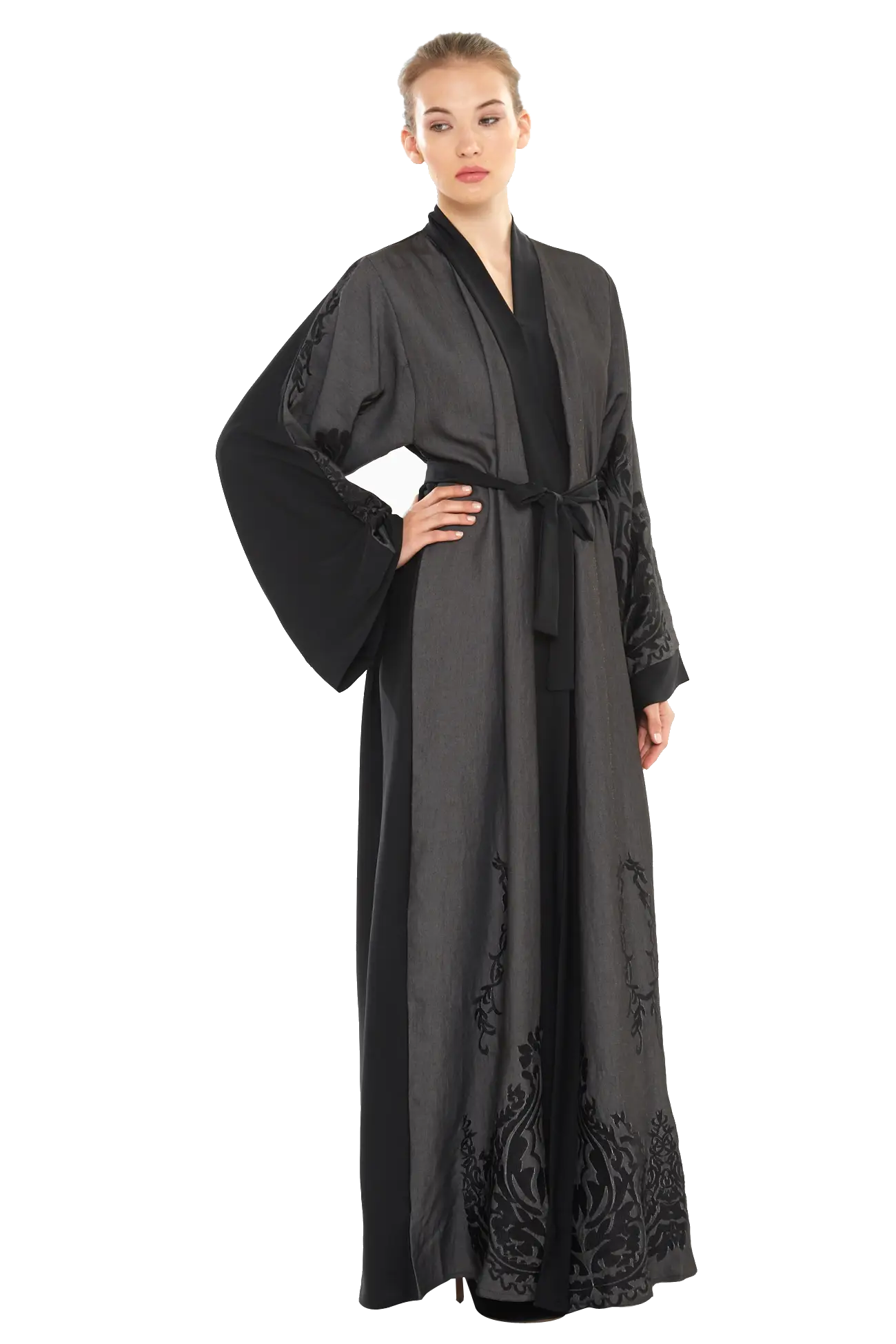 Elegant Black Embroidered Abaya Dress