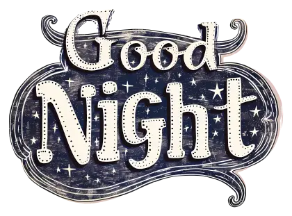 Good Night Decorative Text with Starry Background