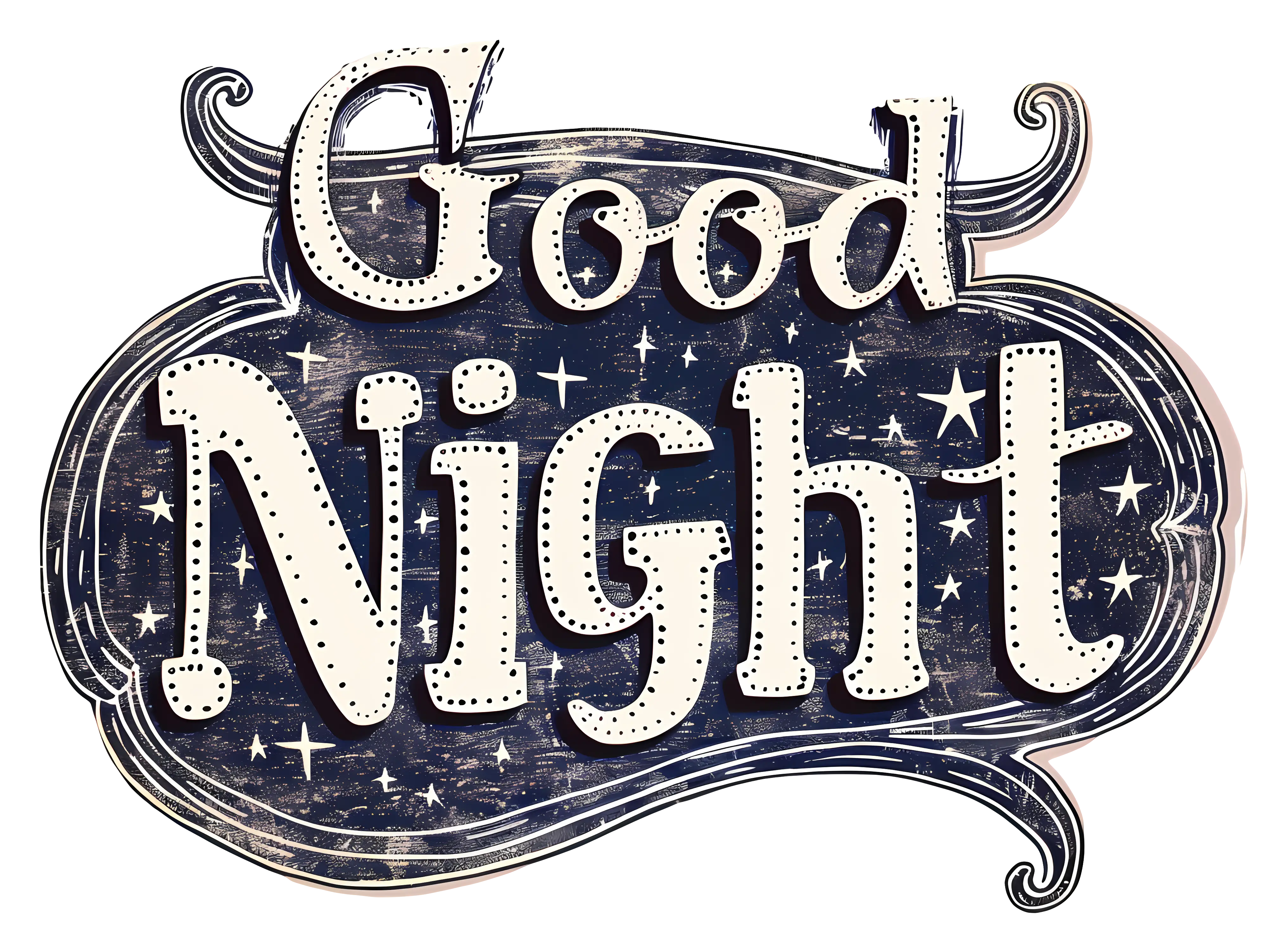 Good Night Decorative Text with Starry Background