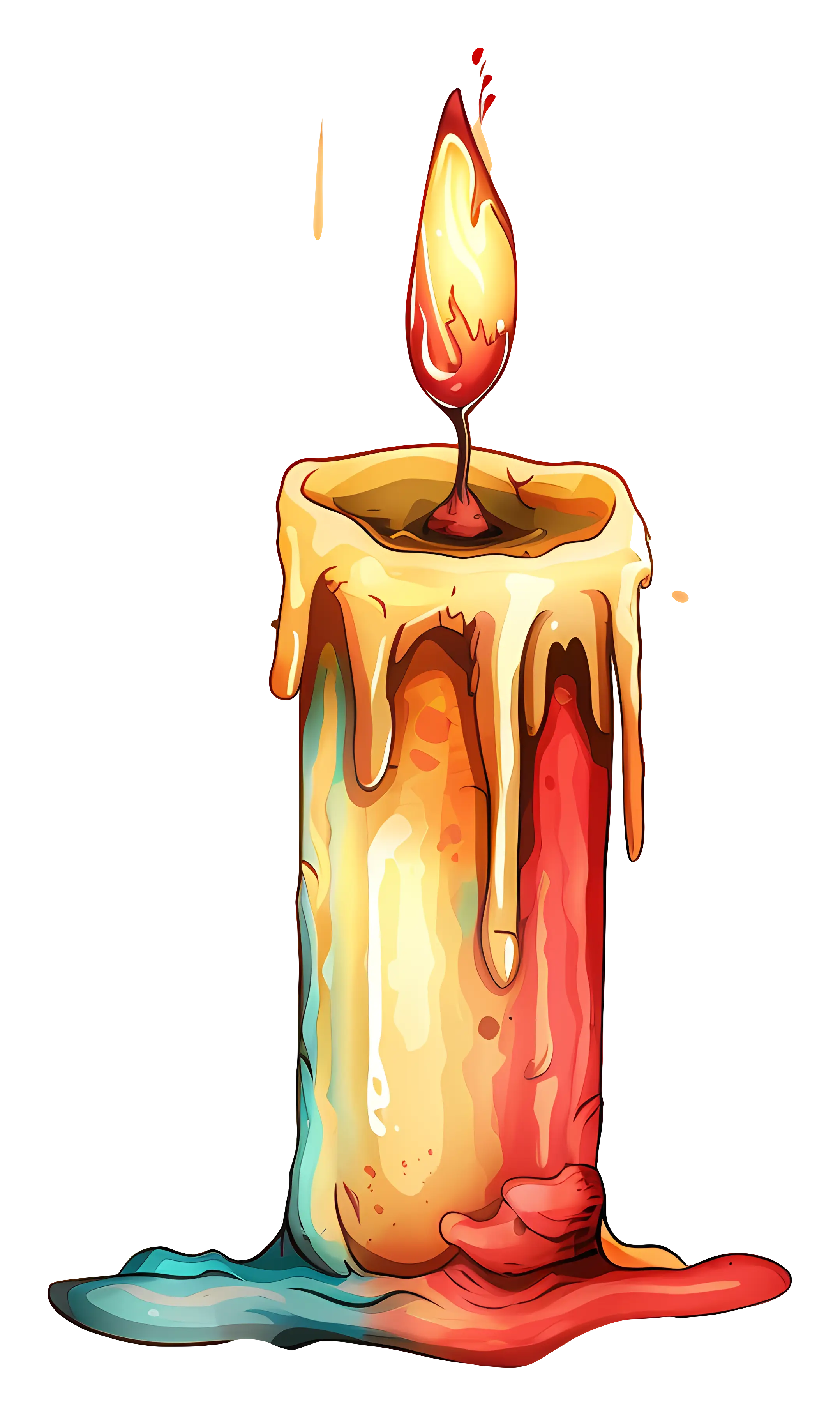 Colorful Melting Candle with Flame
