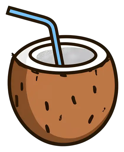 Refreshing Coconut Drink with Straw