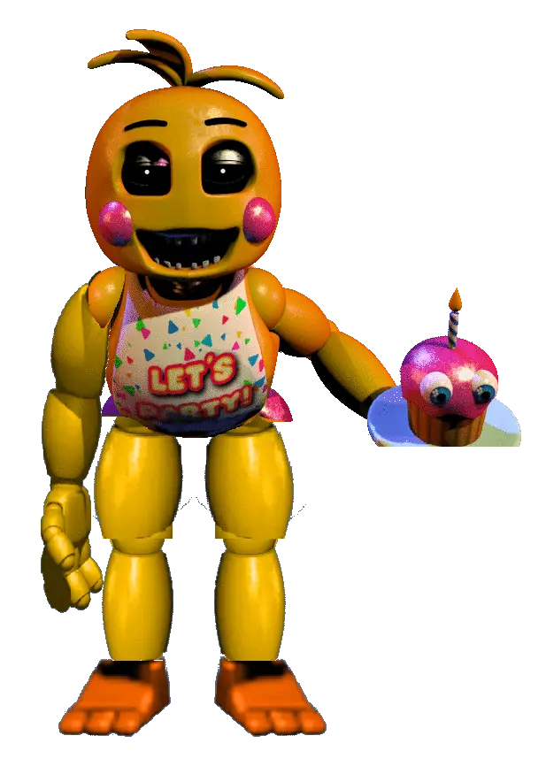 Yellow Animatronic Character with Cupcake