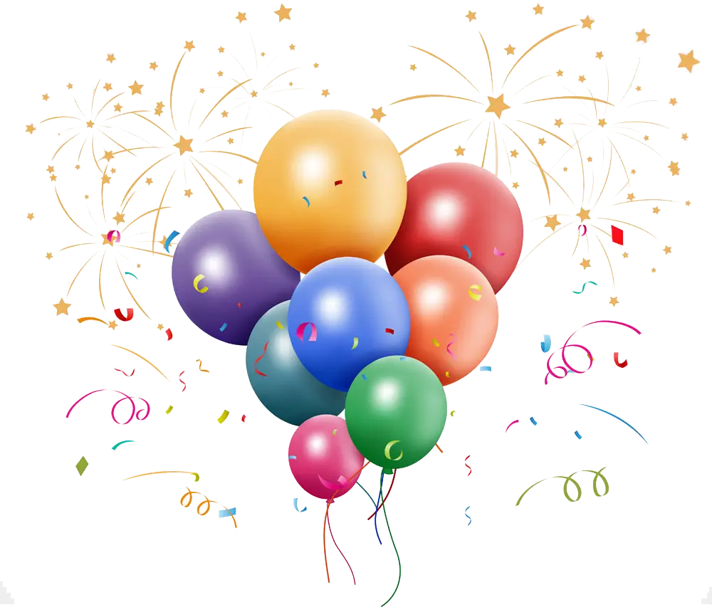 Festive Display with Balloons and Confetti