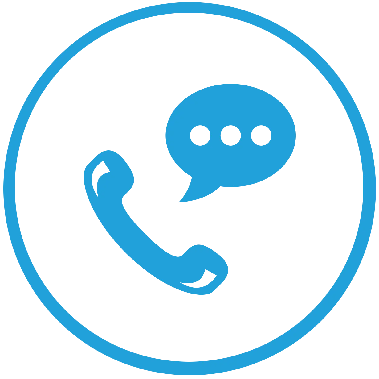 Blue Phone Icon with Speech Bubble for Communication
