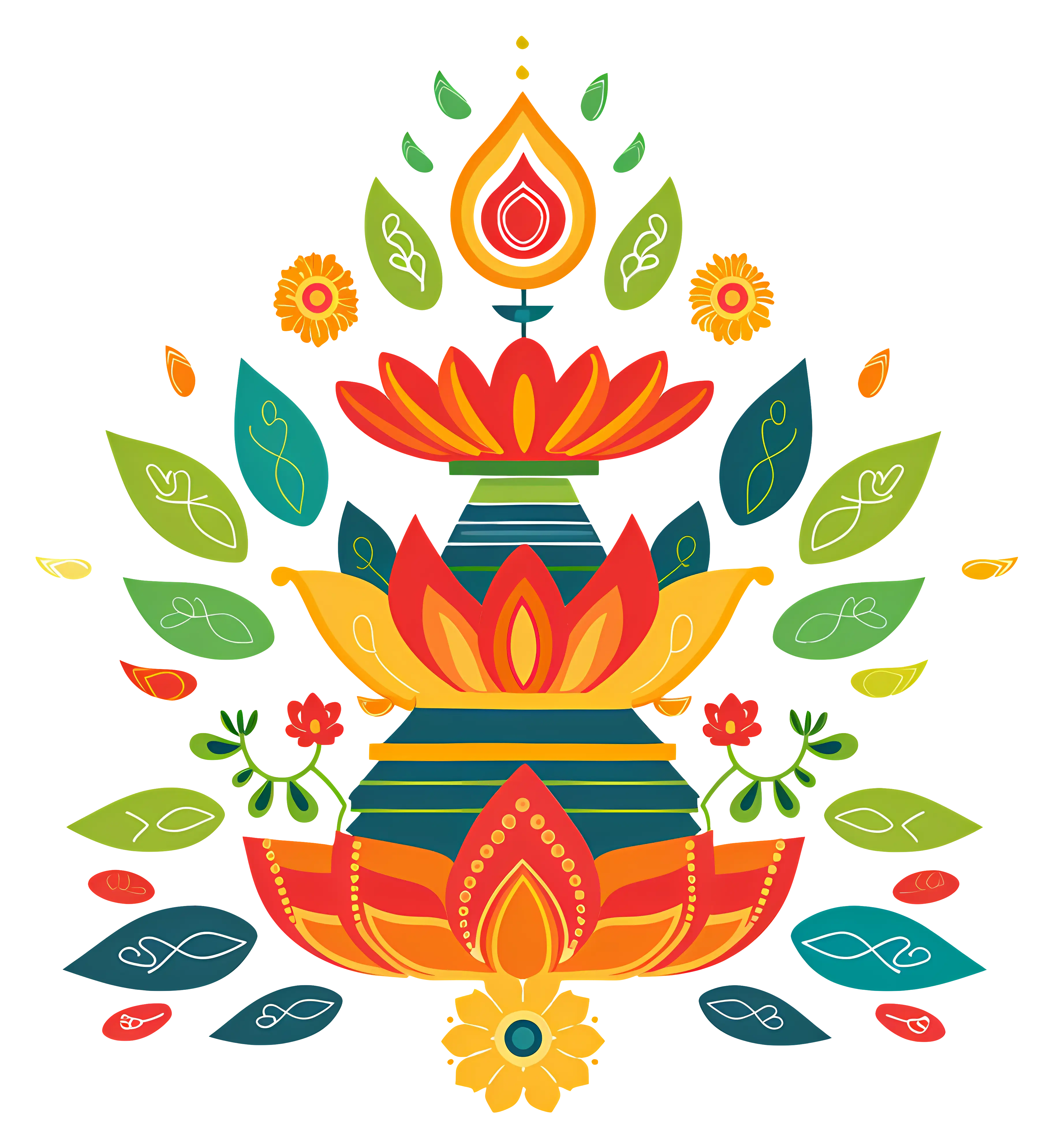 Colorful Floral Lamp for Diwali