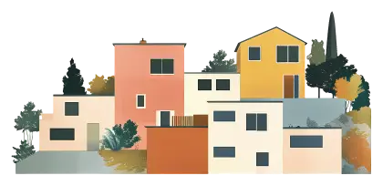 Colorful Houses in Neighborhood