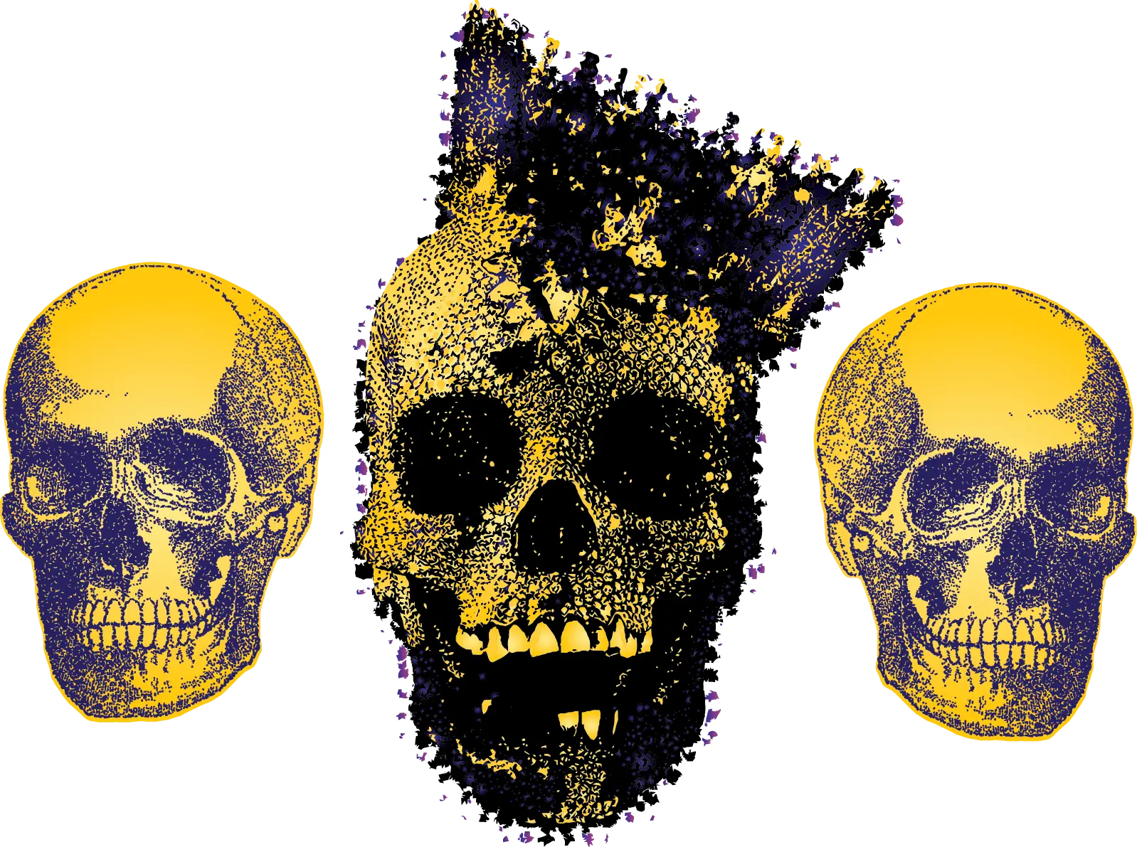 Yellow Artistic Skulls