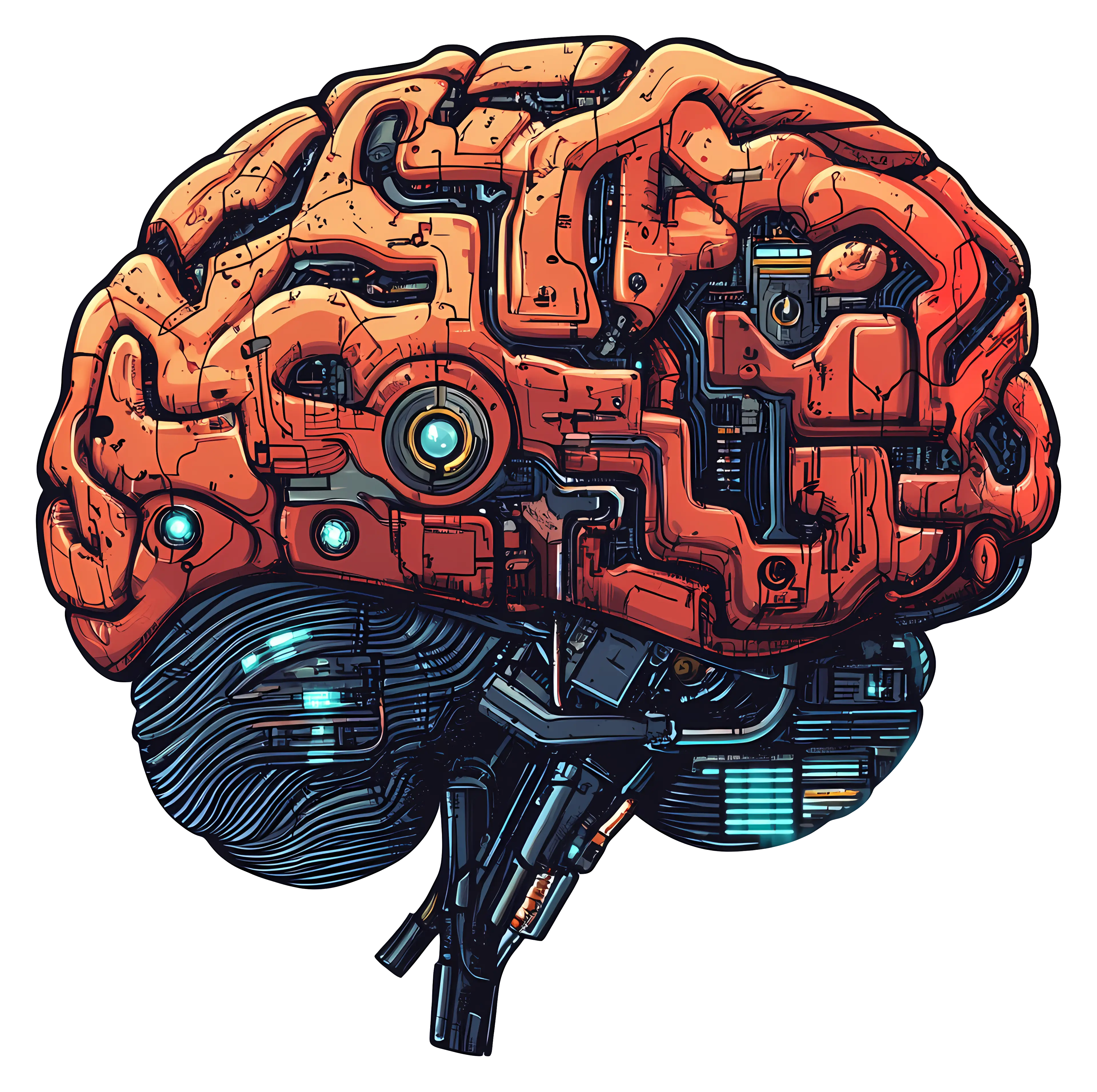 Cybernetic Brain Sci-Fi Illustration