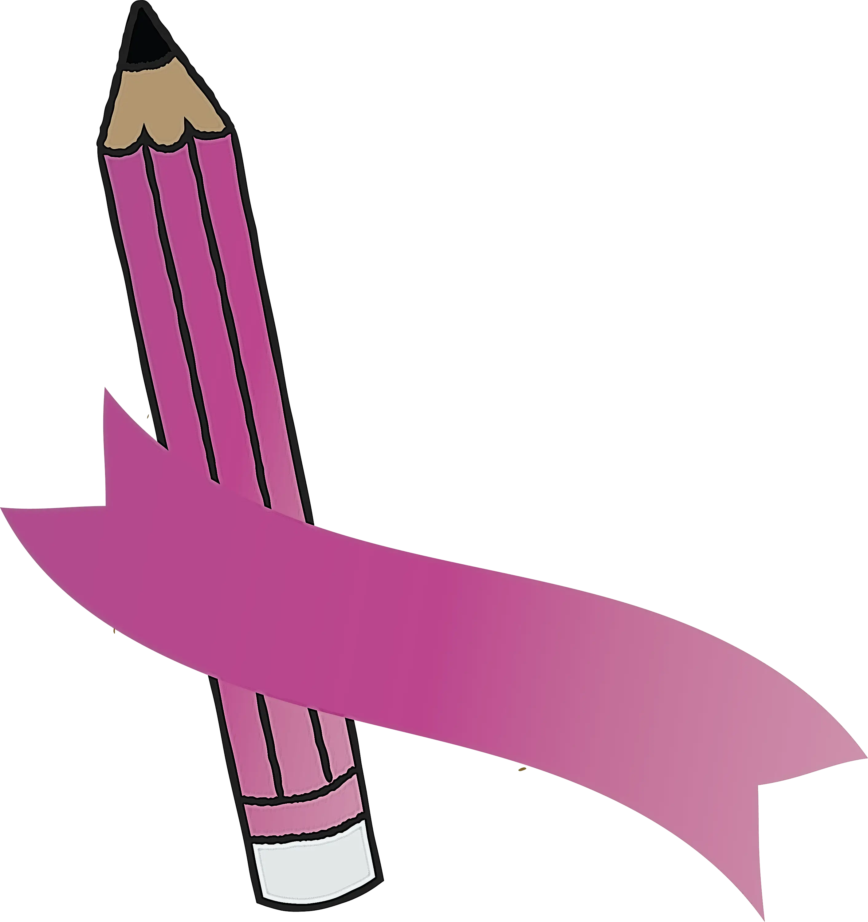 Illustration of Pink Pencil with Ribbon