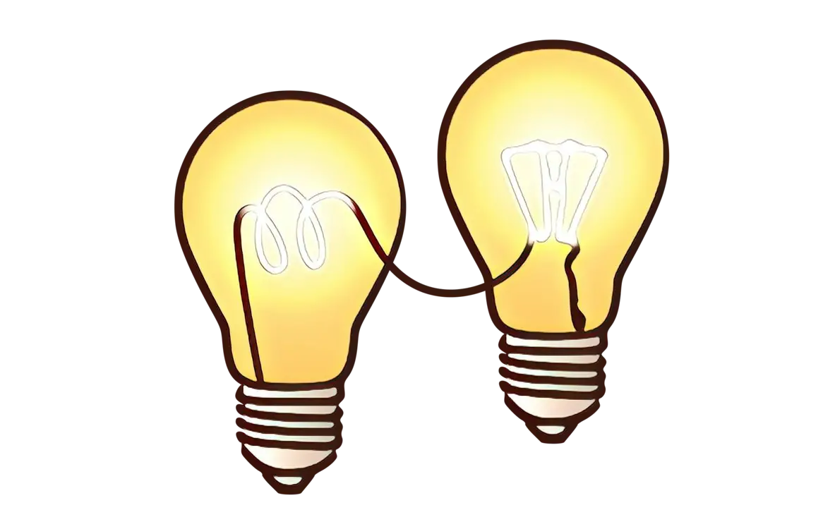 Two Connected Lightbulbs Illustration