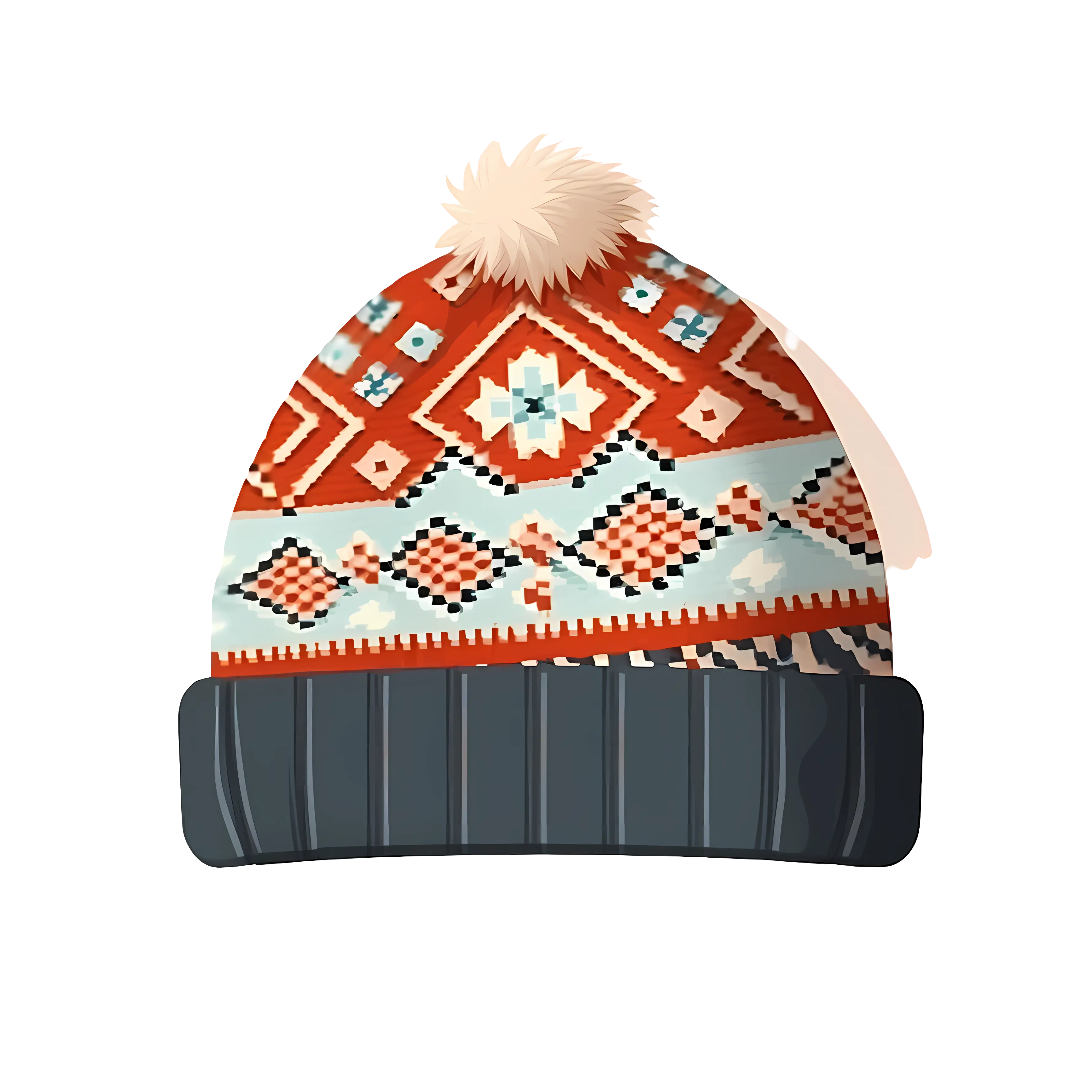 Knitted Winter Hat with Colorful Patterns