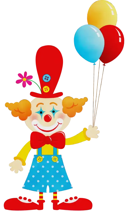 Funny Cartoon Clown Holding Balloons
