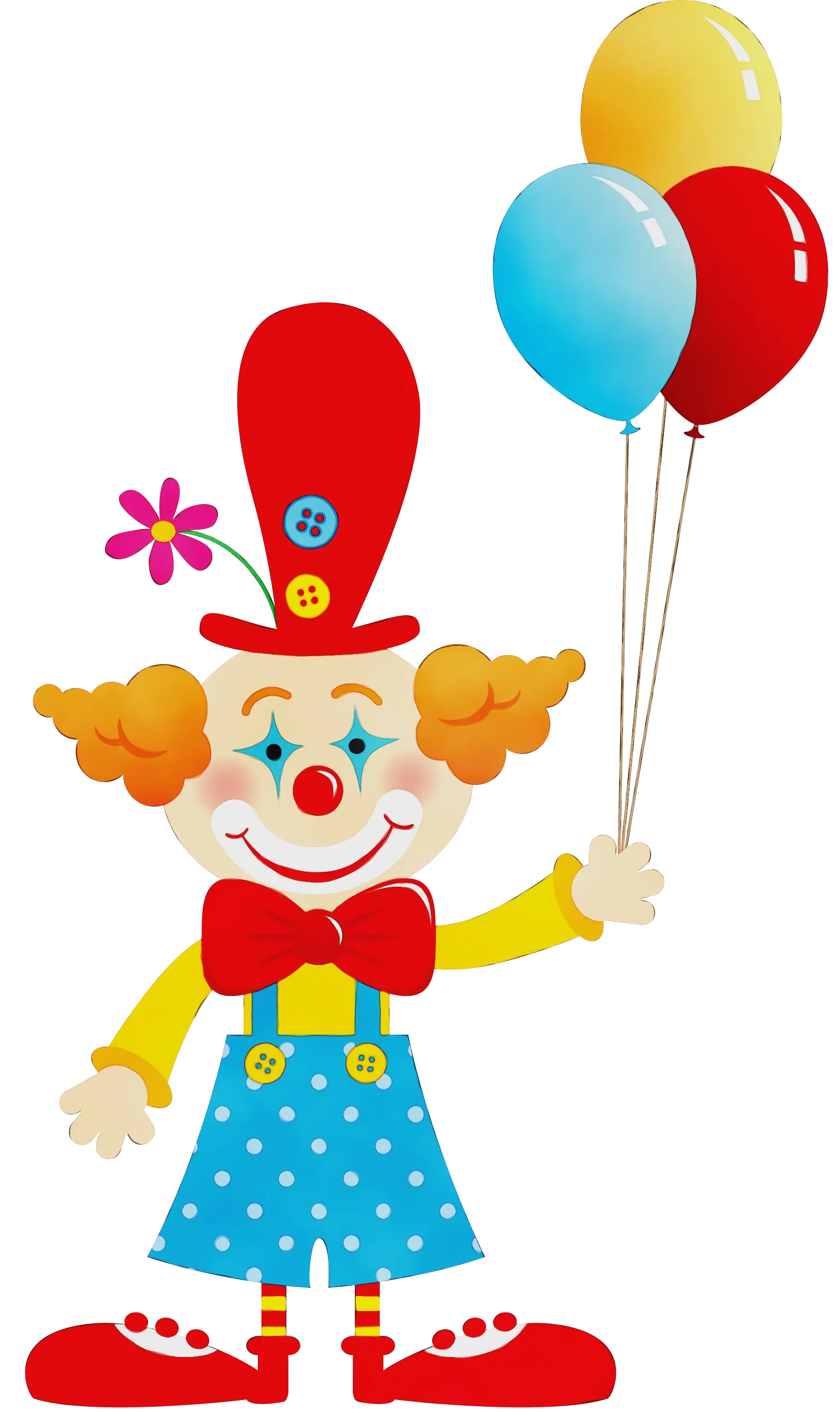 Funny Cartoon Clown Holding Balloons