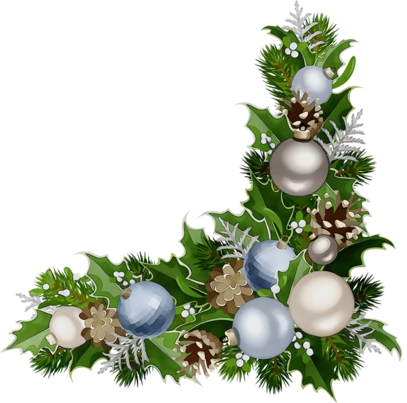 Holiday Garland with Ornaments and Pine Cones