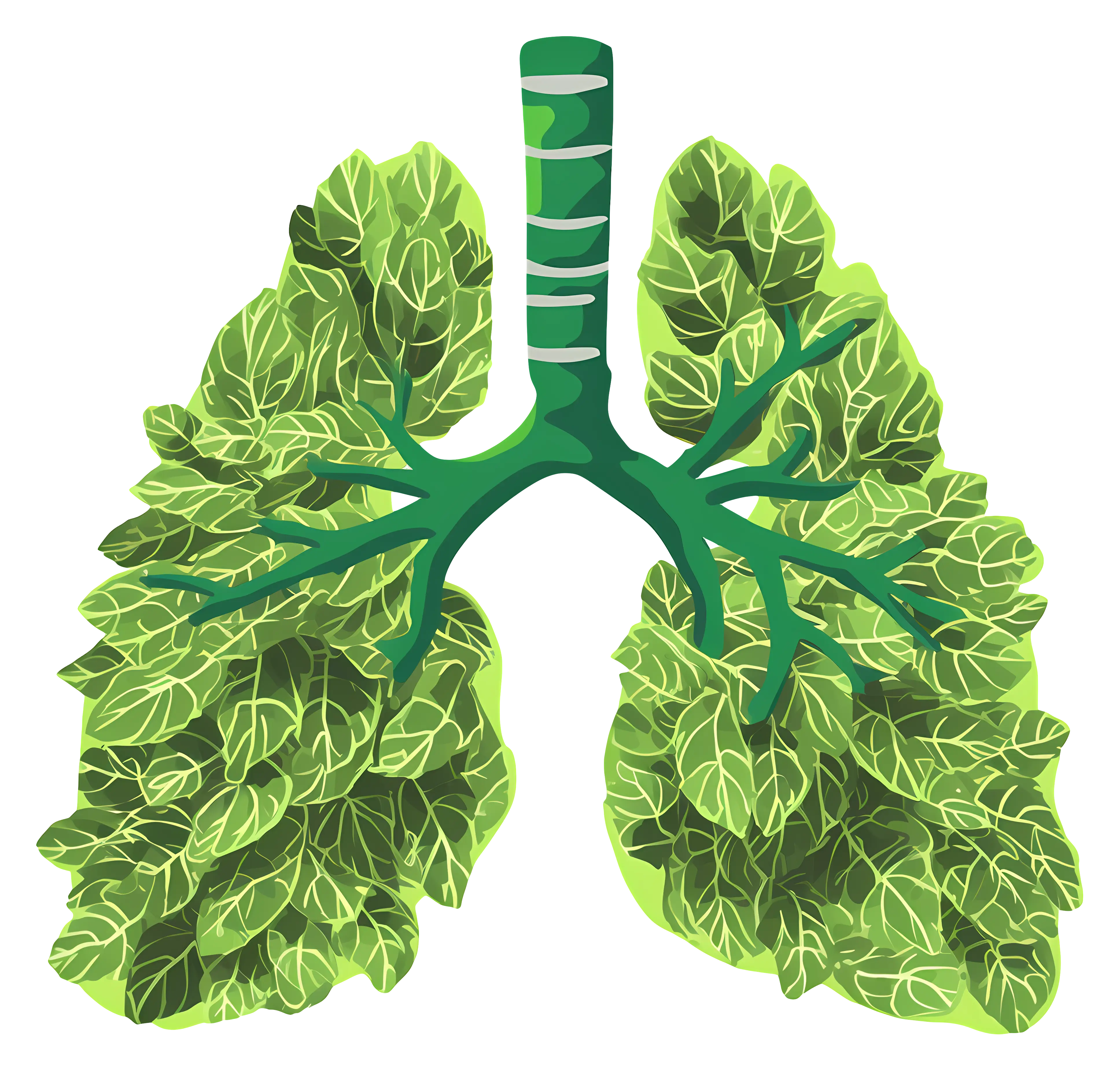 Lungs Formed with Green Leaves Artwork