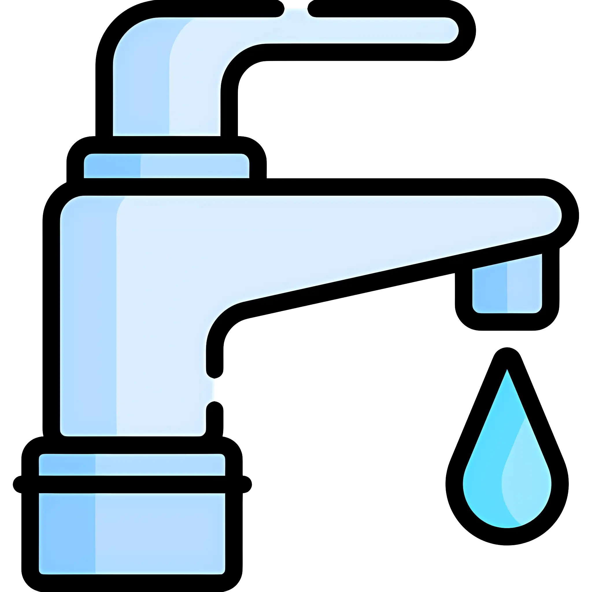 Water Faucet with Blue Droplet Illustration