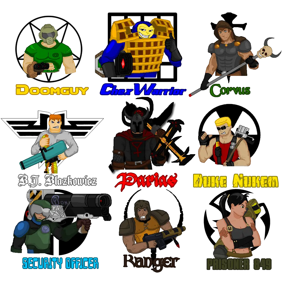Illustration of Various Game Characters