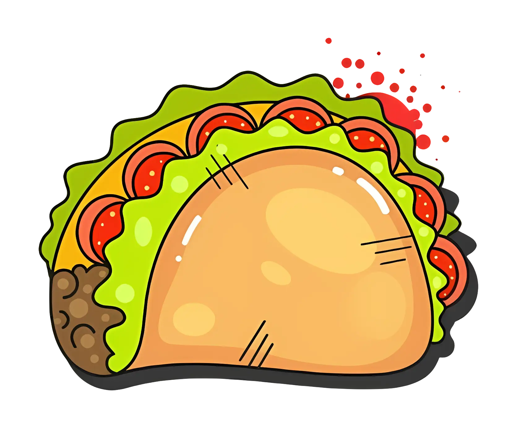 Comic-Style Taco Food Illustration