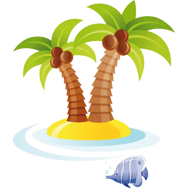 Palm Trees on Island