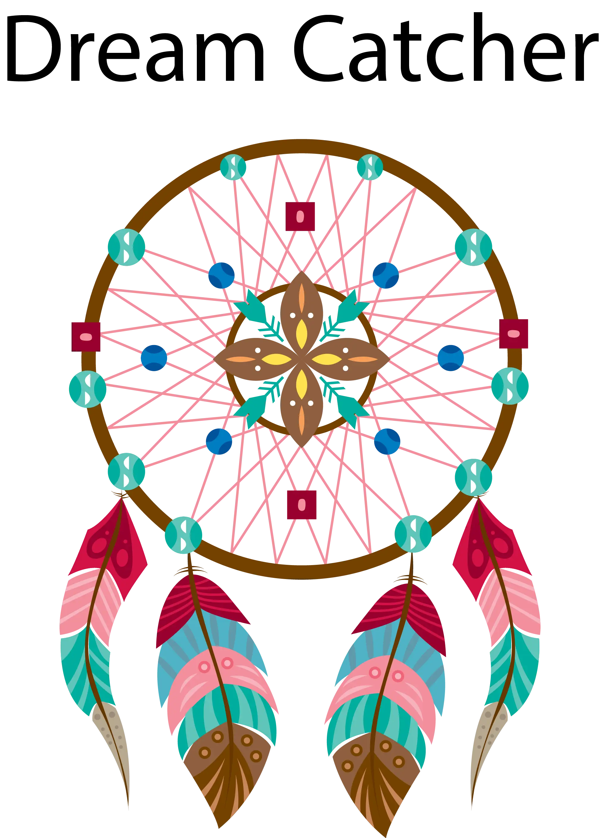 Colorful Dreamcatcher with Feathers and Beads