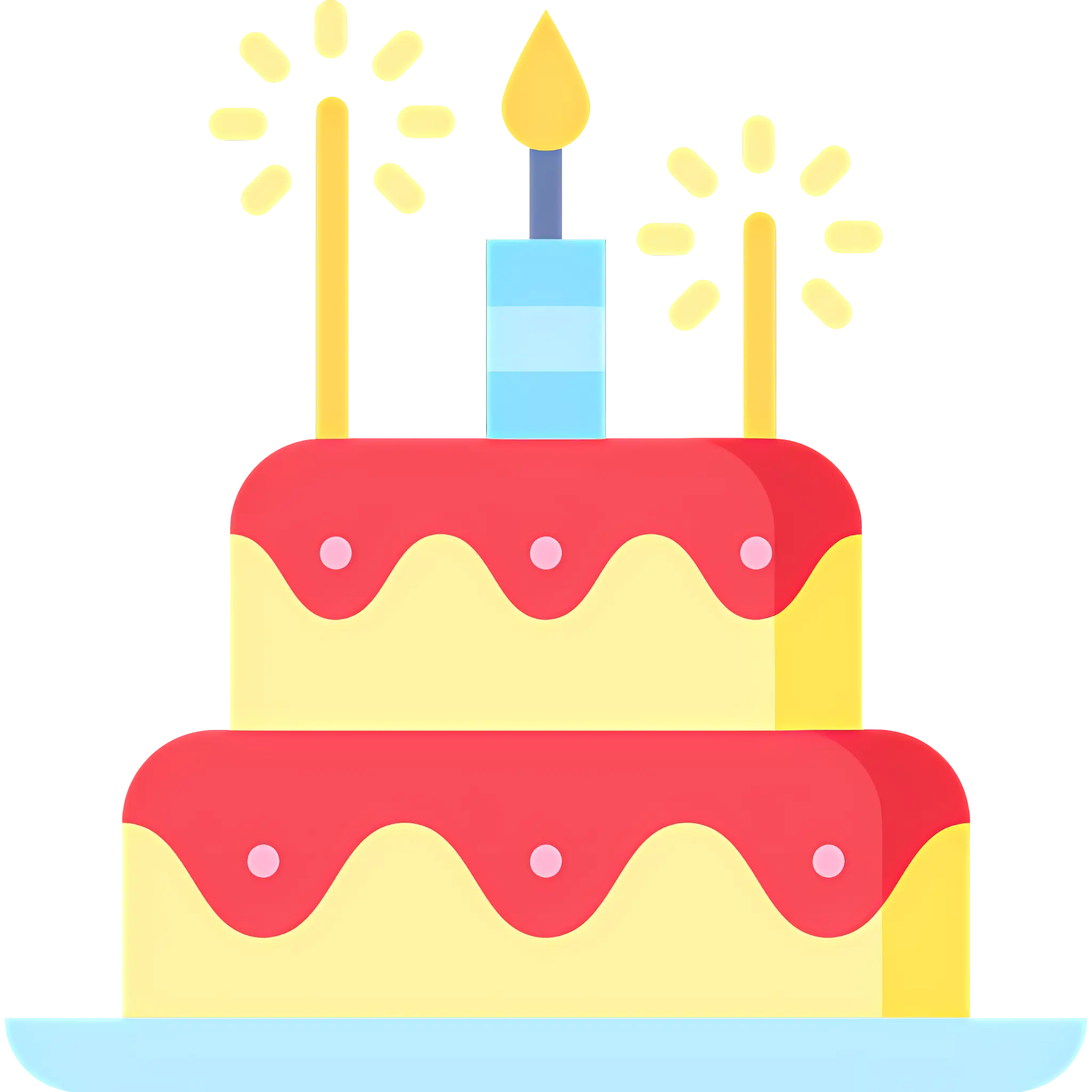 Colorful Birthday Cake Illustration with Candle
