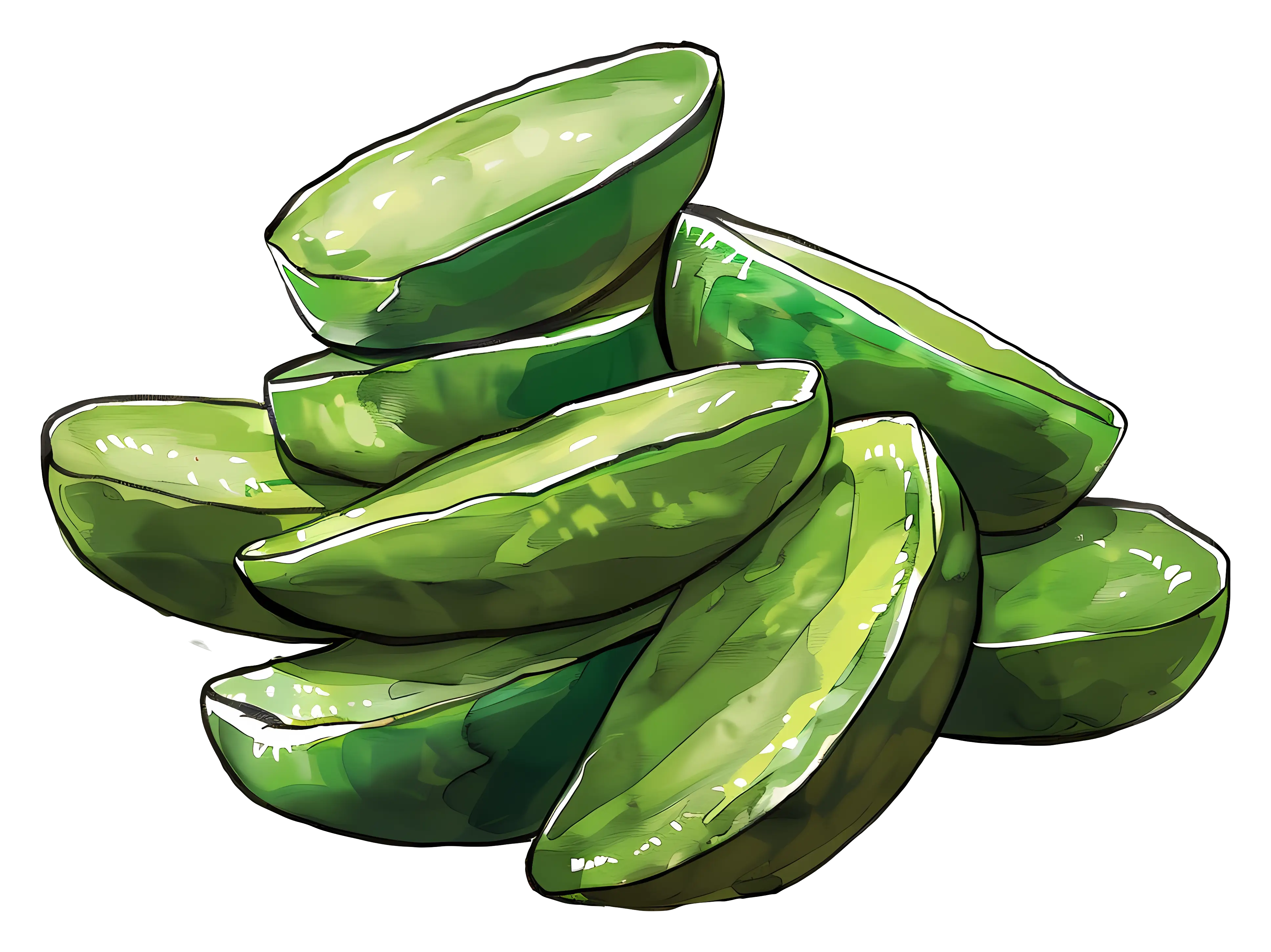 Green Mango Slices Illustration