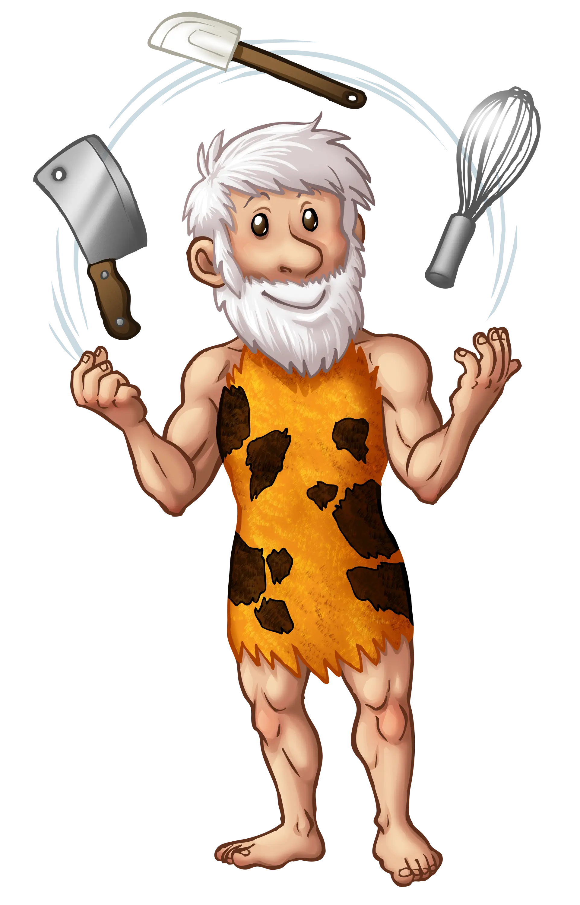 Caveman Chef Juggling Utensils