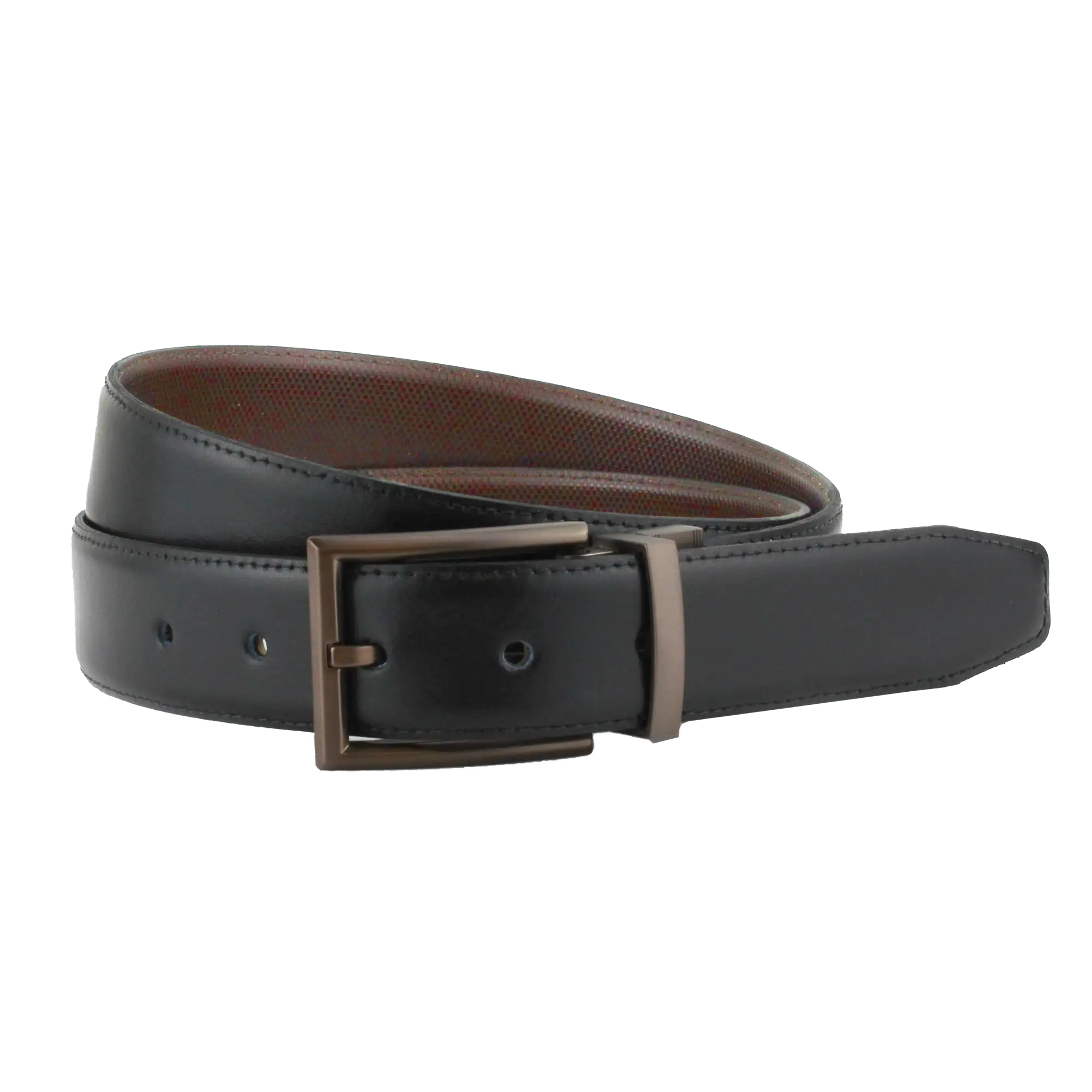Black Leather Belt with Metal Buckle