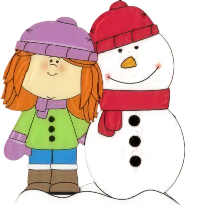 Girl and Snowman Illustration for Winter Holidays
